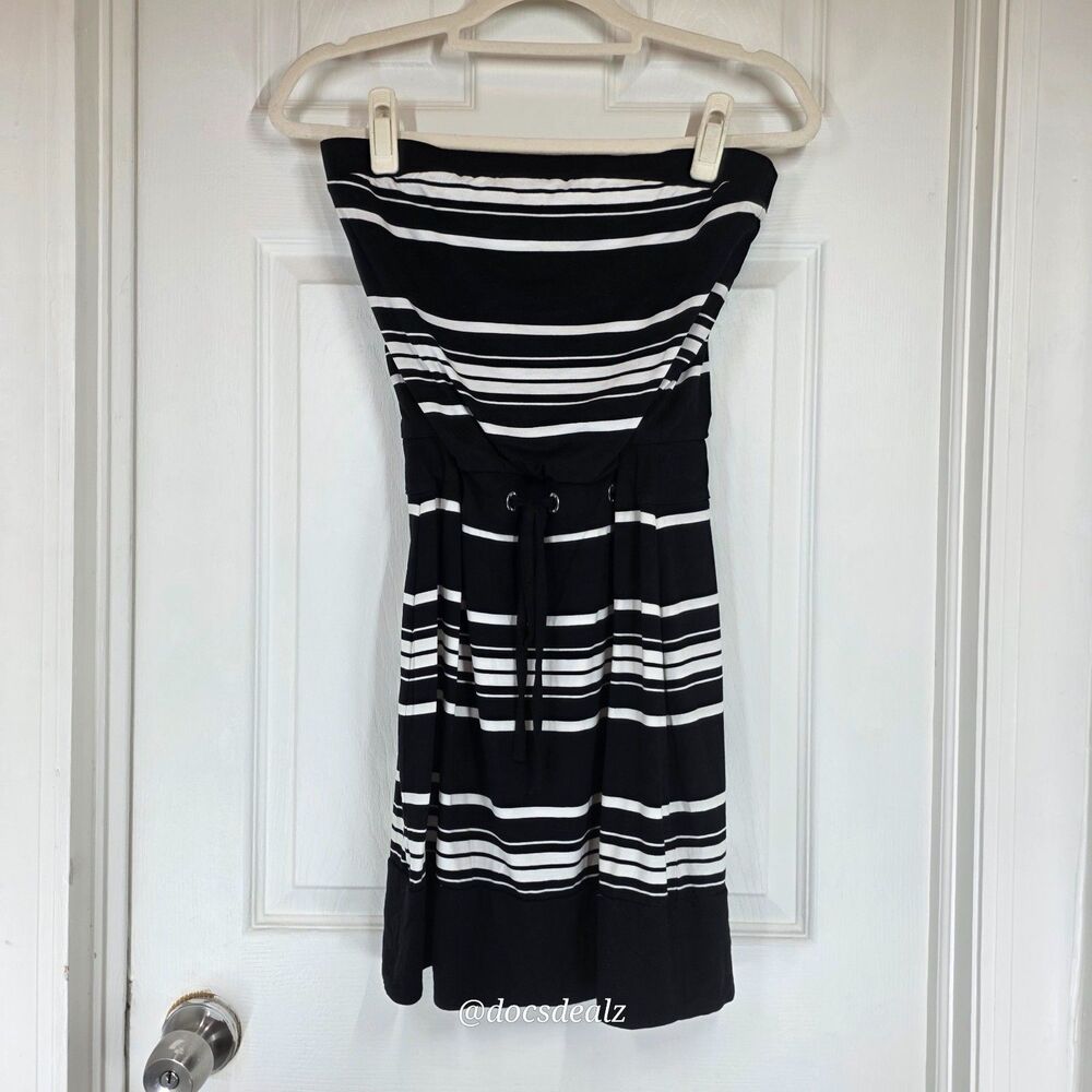 White House Black Marke Tube Mini Dress Black and White Stripes Women's XS